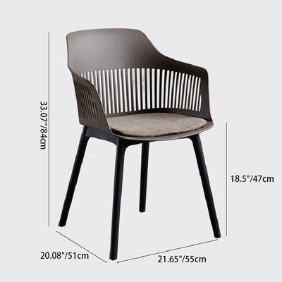 Chaise de salle à manger en plastique carrée minimaliste moderne avec dossier et accoudoirs pour salle à manger 