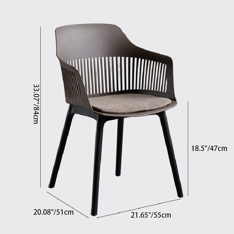 Chaise de salle à manger en plastique carrée minimaliste moderne avec dossier et accoudoirs pour salle à manger 