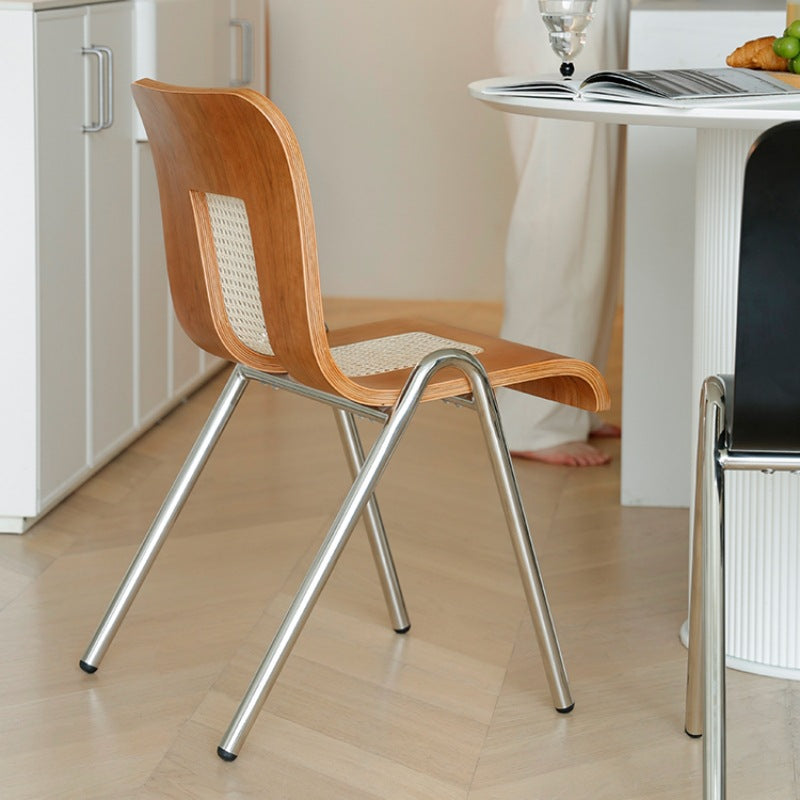 Chaise de salle à manger en bois massif rectangulaire traditionnel japonais avec dossier en acier inoxydable pour salle à manger 