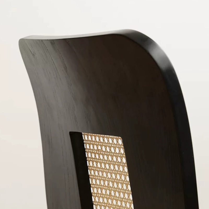 Traditional Japanese Rectangular Plywood Faux Rattan Electroplated Carbon Steel Dining Chair Backrest For Dining Room