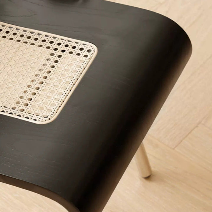 Traditional Japanese Rectangular Plywood Faux Rattan Electroplated Carbon Steel Dining Chair Backrest For Dining Room