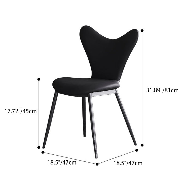 Chaise de salle à manger en cuir microfibre avec dossier triangulaire minimaliste moderne et acier au carbone 