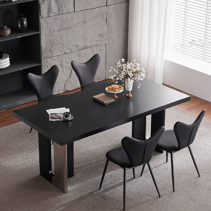 Chaise de salle à manger en cuir microfibre avec dossier triangulaire minimaliste moderne et acier au carbone 
