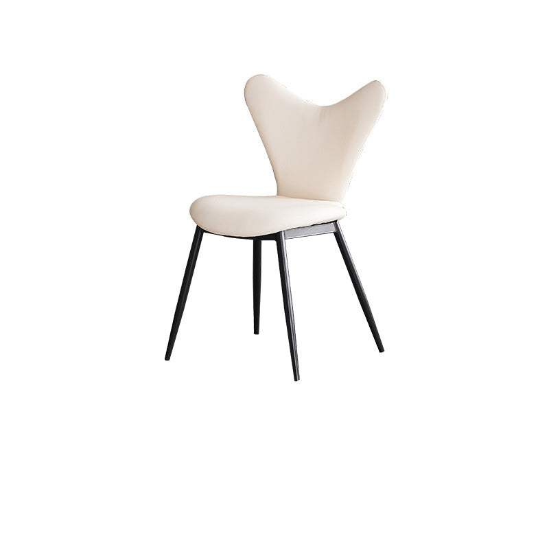 Chaise de salle à manger en cuir microfibre avec dossier triangulaire minimaliste moderne et acier au carbone 