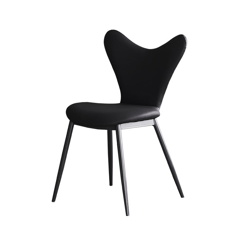 Chaise de salle à manger en cuir microfibre avec dossier triangulaire minimaliste moderne et acier au carbone 