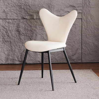 Chaise de salle à manger en cuir microfibre avec dossier triangulaire minimaliste moderne et acier au carbone 