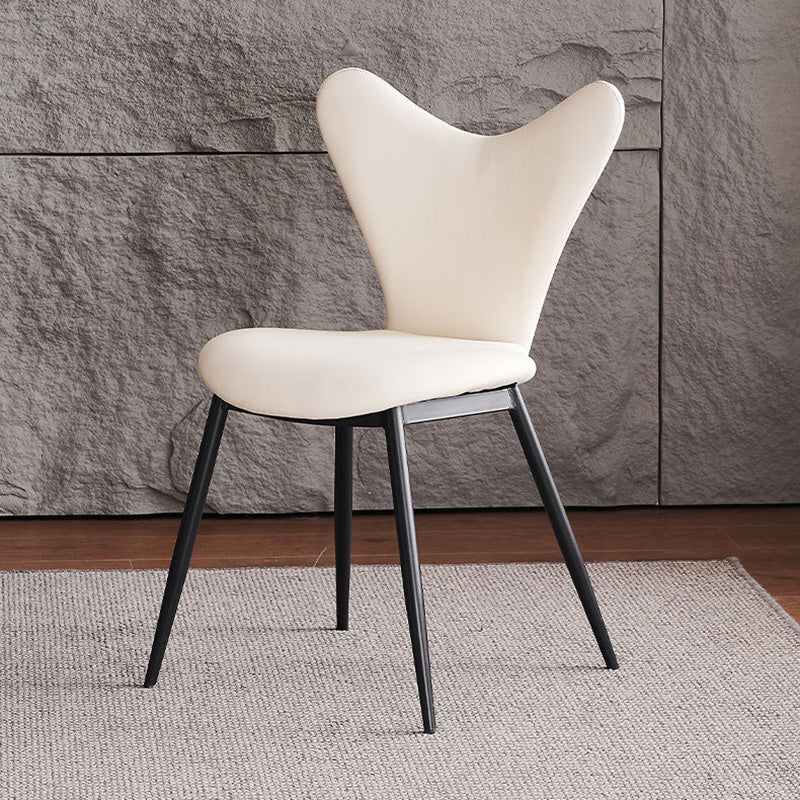 Chaise de salle à manger en cuir microfibre avec dossier triangulaire minimaliste moderne et acier au carbone 