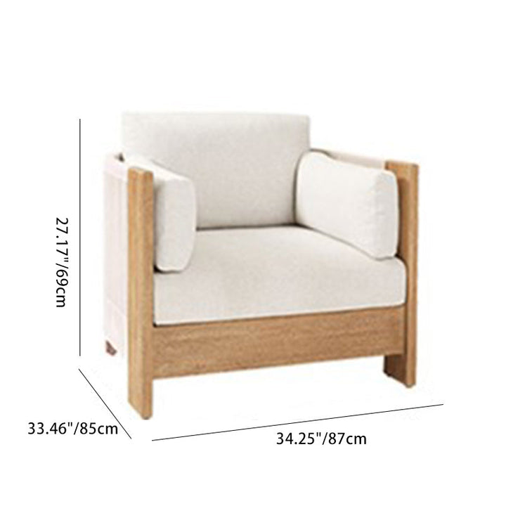 Modern Luxury Square Fabric Teak Wood Sponge Nylon Rope Outdoor Sofa Backrest Armrest For Outdoor