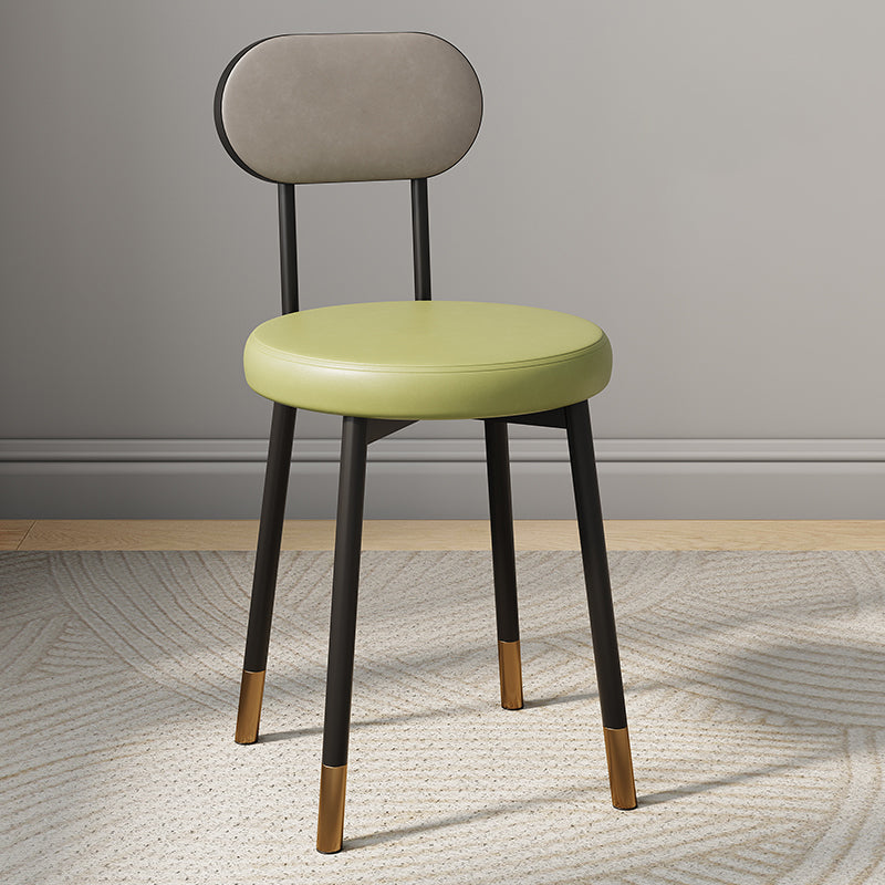 Dossier de chaise de salle à manger moderne minimaliste rond en cuir PU, acier au carbone, éponge à haute densité et à grande résilience pour salle à manger 