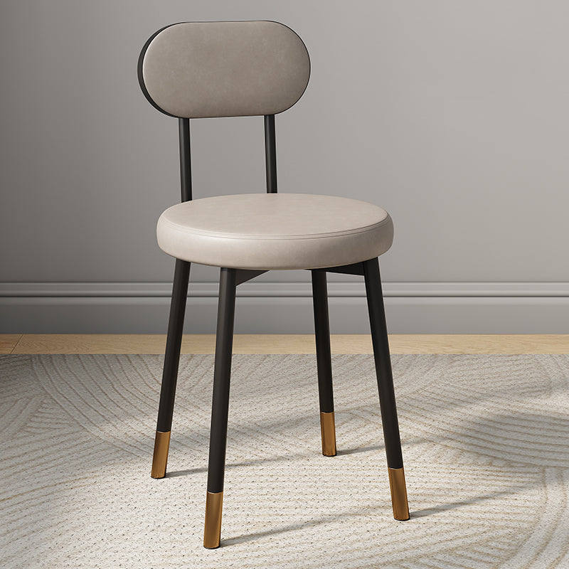 Dossier de chaise de salle à manger moderne minimaliste rond en cuir PU, acier au carbone, éponge à haute densité et à grande résilience pour salle à manger 