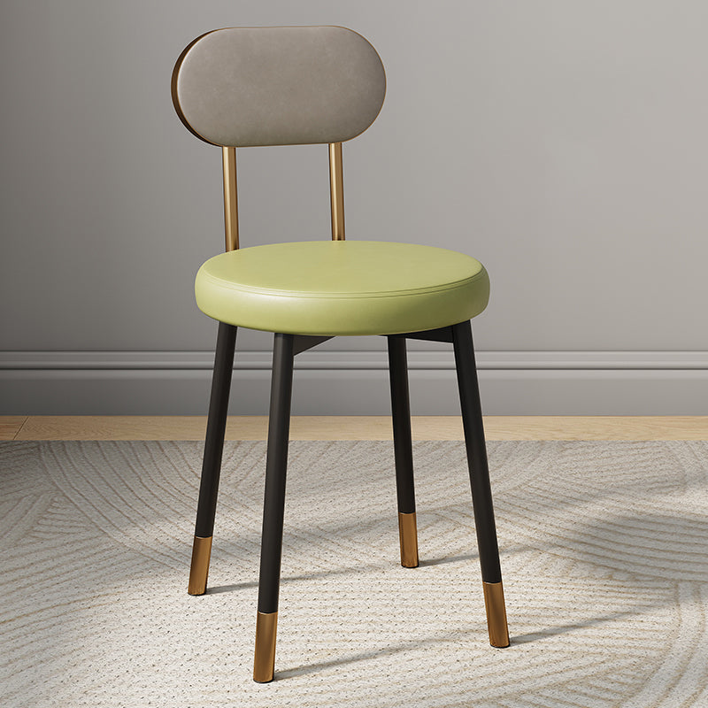 Dossier de chaise de salle à manger moderne minimaliste rond en cuir PU, acier au carbone, éponge à haute densité et à grande résilience pour salle à manger 