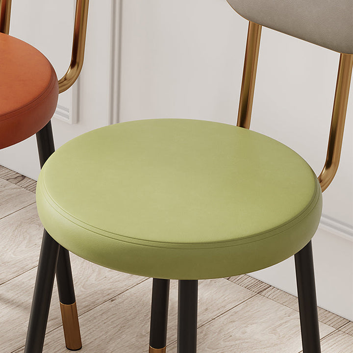 Dossier de chaise de salle à manger moderne minimaliste rond en cuir PU, acier au carbone, éponge à haute densité et à grande résilience pour salle à manger 