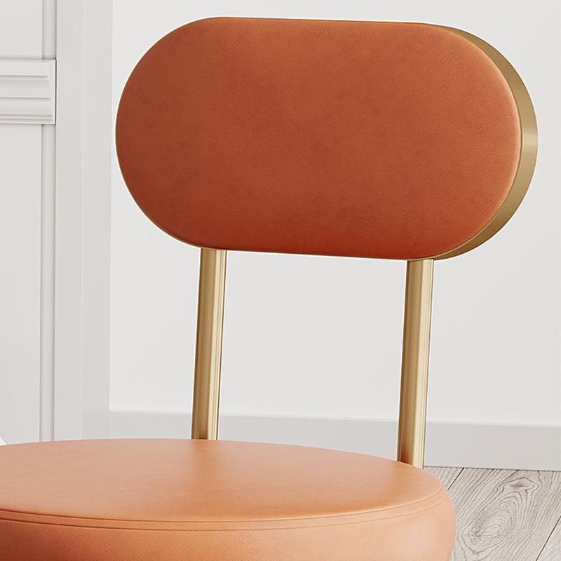 Dossier de chaise de salle à manger moderne minimaliste rond en cuir PU, acier au carbone, éponge à haute densité et à grande résilience pour salle à manger 