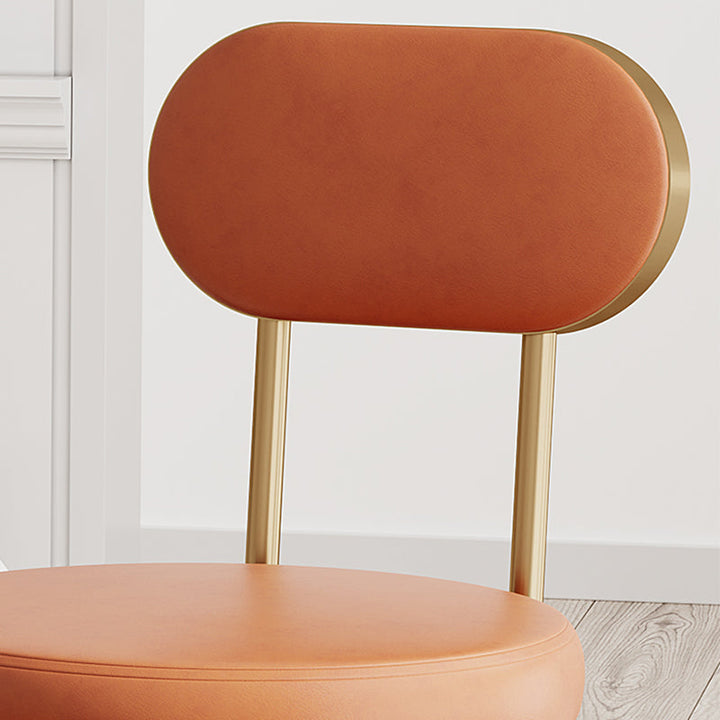 Dossier de chaise de salle à manger moderne minimaliste rond en cuir PU, acier au carbone, éponge à haute densité et à grande résilience pour salle à manger 