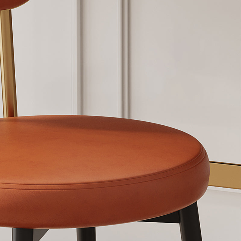 Dossier de chaise de salle à manger moderne minimaliste rond en cuir PU, acier au carbone, éponge à haute densité et à grande résilience pour salle à manger 