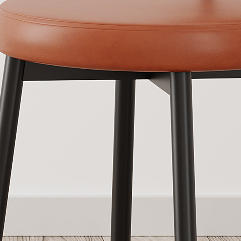 Dossier de chaise de salle à manger moderne minimaliste rond en cuir PU, acier au carbone, éponge à haute densité et à grande résilience pour salle à manger 
