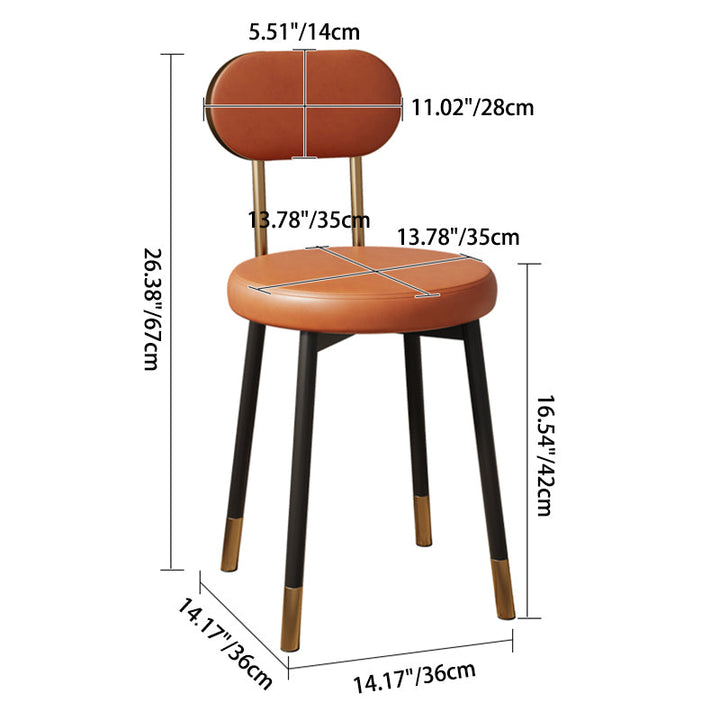 Cojín Redondo Minimalista Moderno de PU Cuero Acero al Carbono Alta Densidad Resiliencia Esponja Silla de Comedor Respaldo Para Comedor 