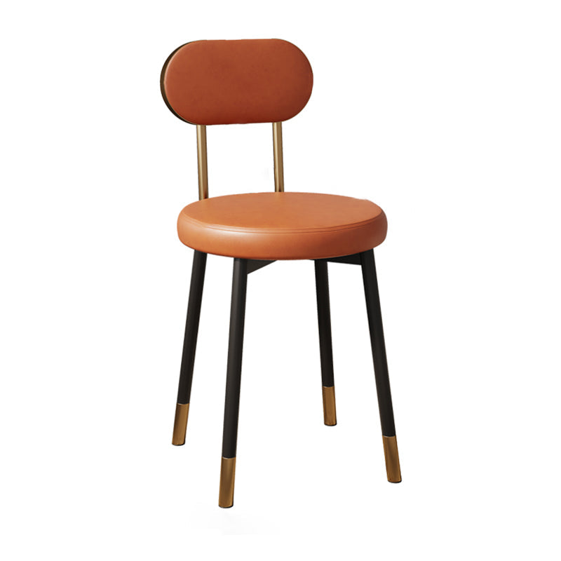 Dossier de chaise de salle à manger moderne minimaliste rond en cuir PU, acier au carbone, éponge à haute densité et à grande résilience pour salle à manger 