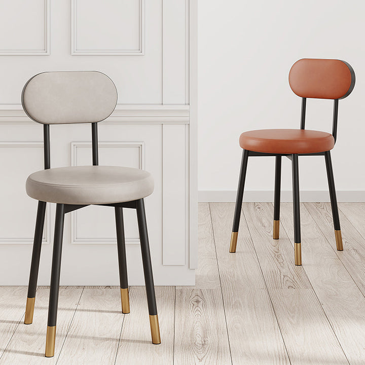 Cojín Redondo Minimalista Moderno de PU Cuero Acero al Carbono Alta Densidad Resiliencia Esponja Silla de Comedor Respaldo Para Comedor 
