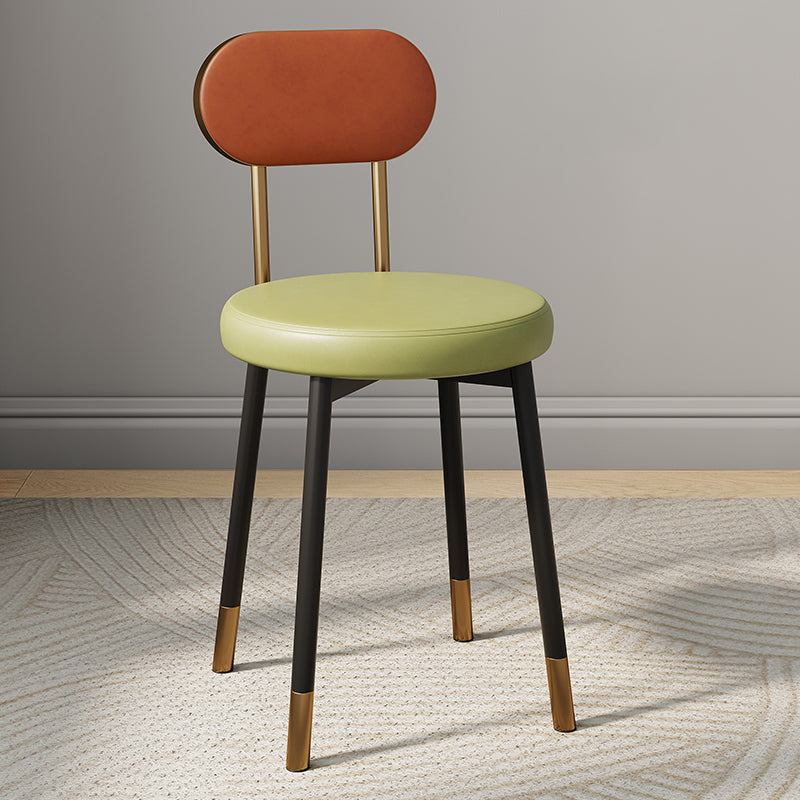 Dossier de chaise de salle à manger moderne minimaliste rond en cuir PU, acier au carbone, éponge à haute densité et à grande résilience pour salle à manger 