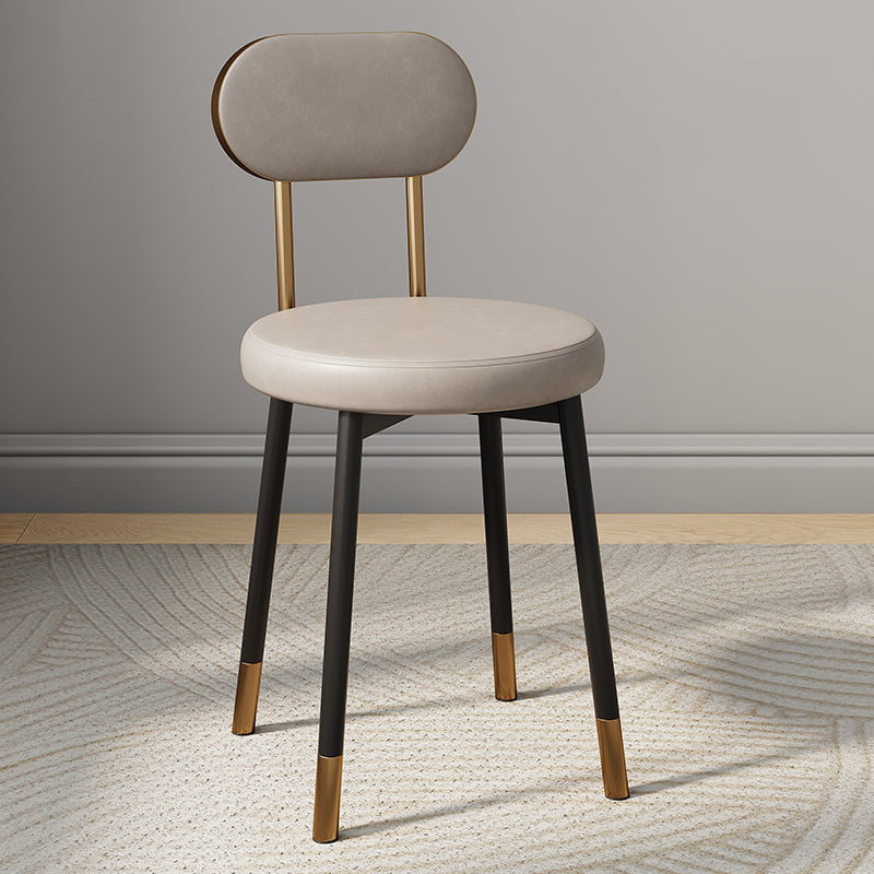 Dossier de chaise de salle à manger moderne minimaliste rond en cuir PU, acier au carbone, éponge à haute densité et à grande résilience pour salle à manger 