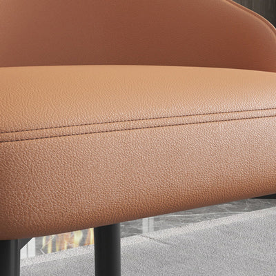 Chaise de salle à manger en cuir à dossier trapézoïdal moderne de luxe en acier au carbone pour salle à manger 