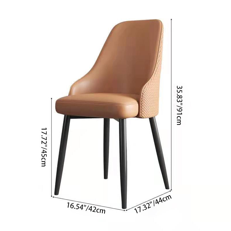 Chaise de salle à manger en cuir à dossier trapézoïdal moderne de luxe en acier au carbone pour salle à manger 