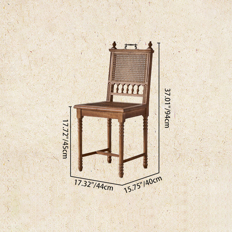 Chaise de salle à manger en bois massif vintage traditionnelle avec dossier en rotin pour salle à manger 