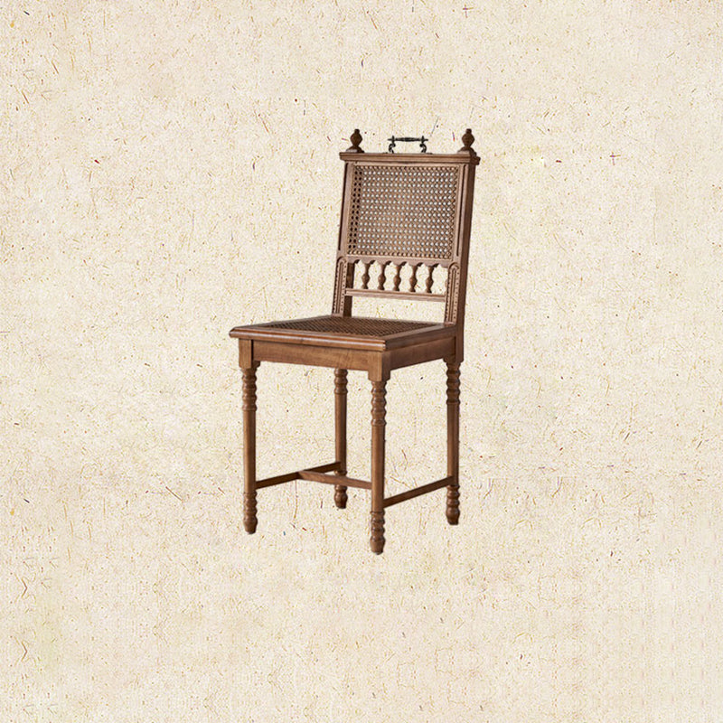 Chaise de salle à manger en bois massif vintage traditionnelle avec dossier en rotin pour salle à manger 