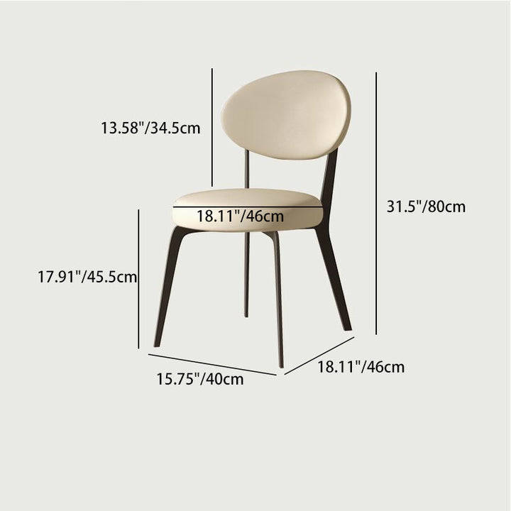 Modern Minimalist Round Cushion Faux Nappa Leather Carbon Steel Dining Chair Backrest For Dining Room