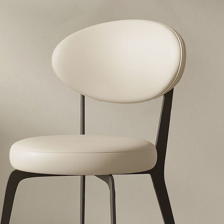 Chaise de salle à manger avec dossier en cuir microfibre minimaliste moderne et acier au carbone 