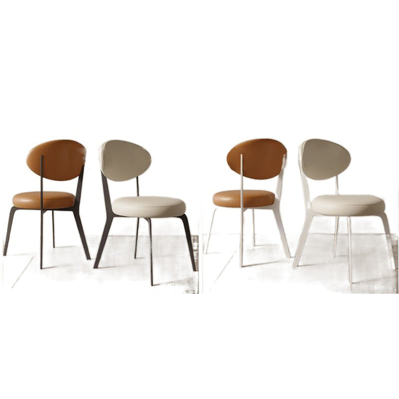 Chaise de salle à manger avec dossier en cuir microfibre minimaliste moderne et acier au carbone 