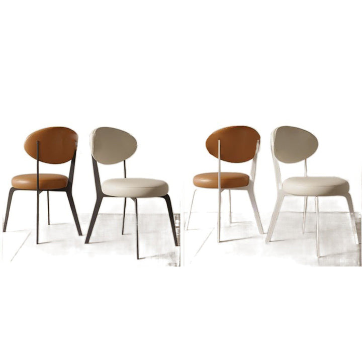 Chaise de salle à manger avec dossier en cuir microfibre minimaliste moderne et acier au carbone 