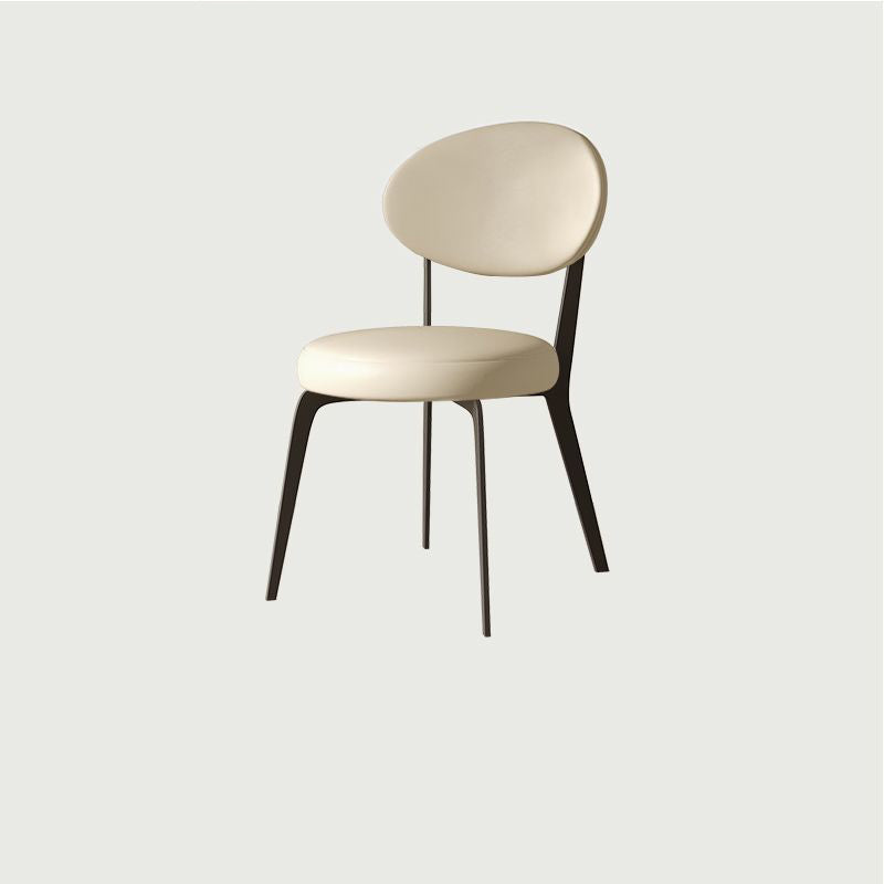 Chaise de salle à manger avec dossier en cuir microfibre minimaliste moderne et acier au carbone 