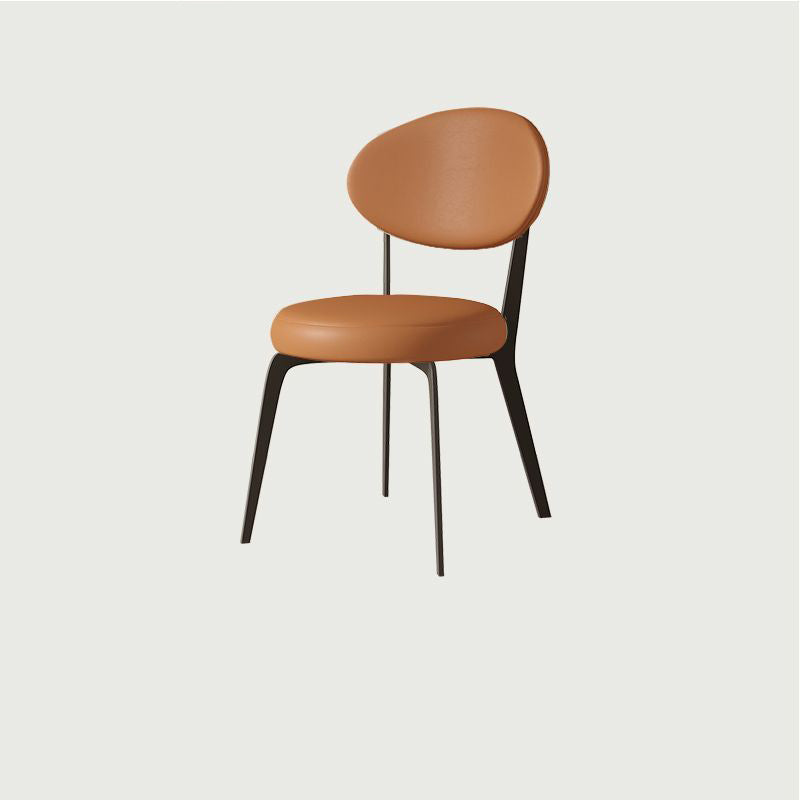 Chaise de salle à manger avec dossier en cuir microfibre minimaliste moderne et acier au carbone 