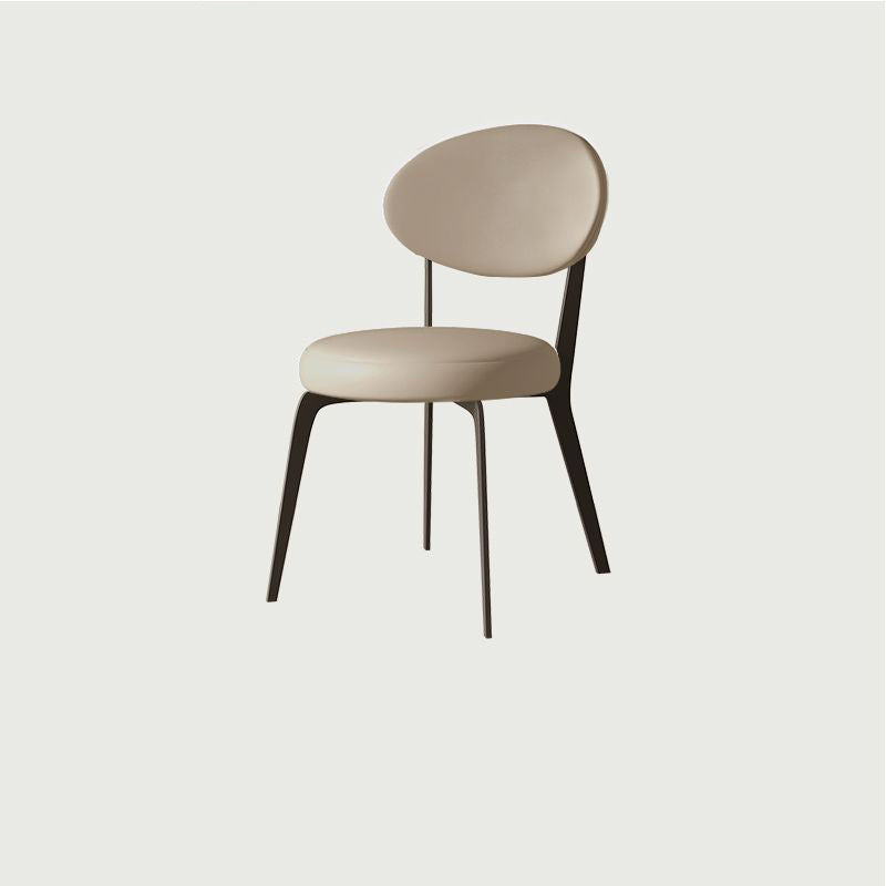 Chaise de salle à manger avec dossier en cuir microfibre minimaliste moderne et acier au carbone 
