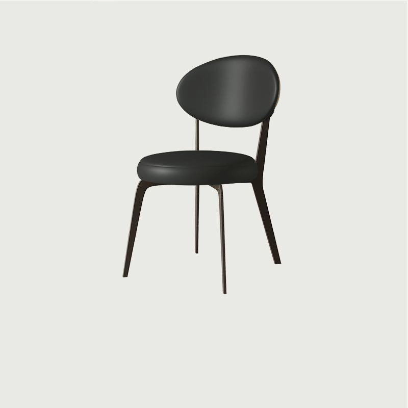 Chaise de salle à manger avec dossier en cuir microfibre minimaliste moderne et acier au carbone 
