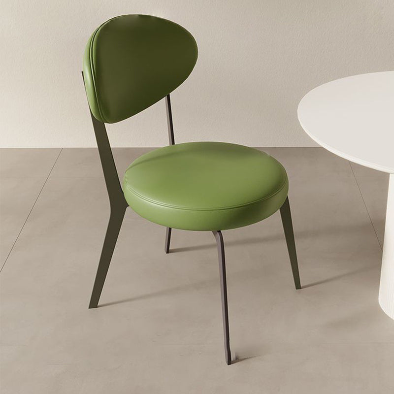 Chaise de salle à manger avec dossier en cuir microfibre minimaliste moderne et acier au carbone 