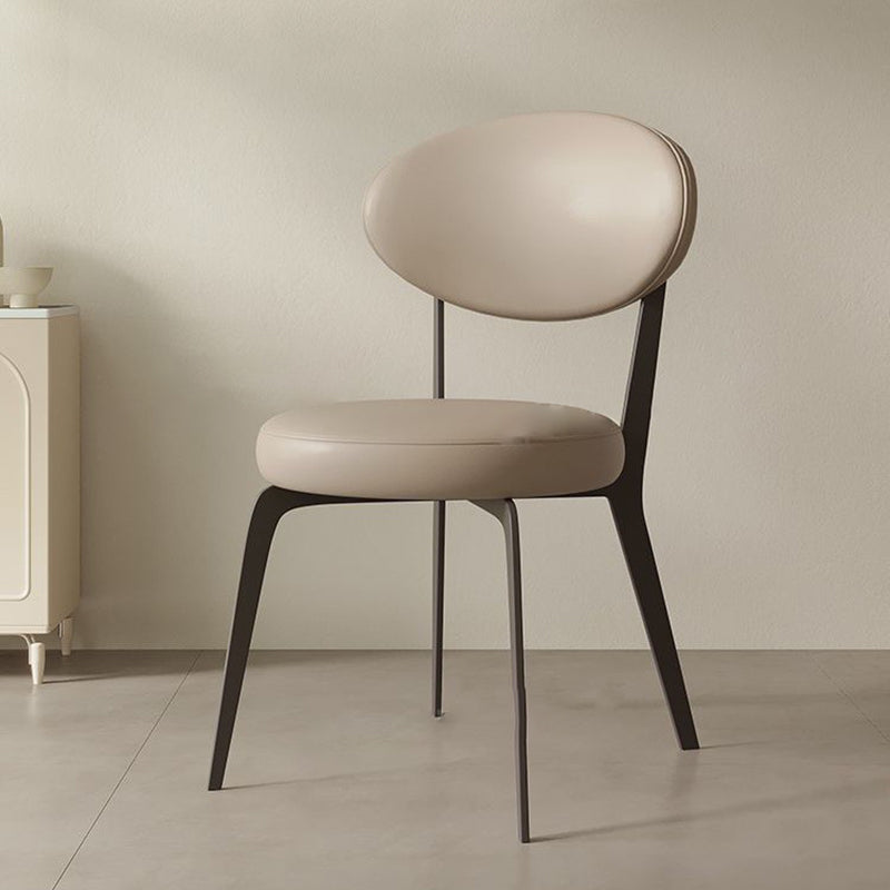 Chaise de salle à manger avec dossier en cuir microfibre minimaliste moderne et acier au carbone 