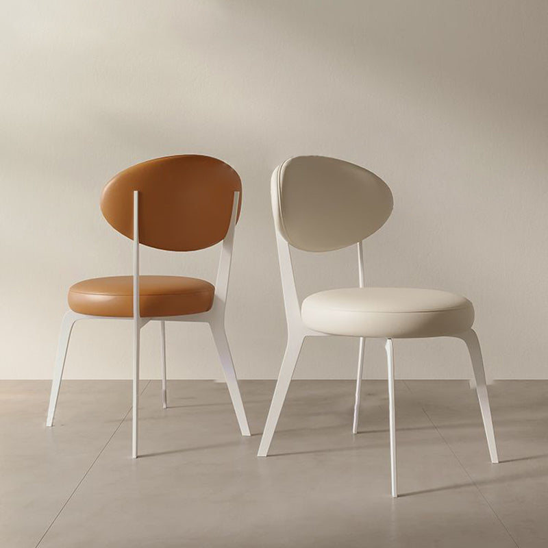 Chaise de salle à manger avec dossier en cuir microfibre minimaliste moderne et acier au carbone 