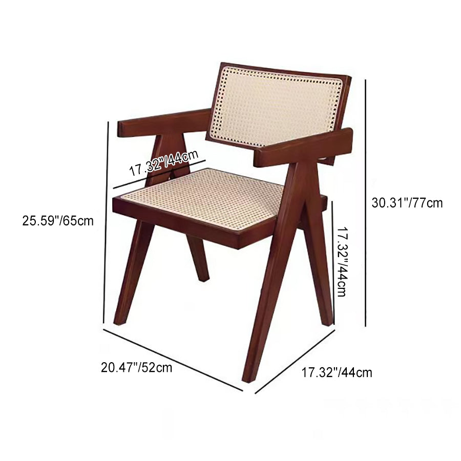 Traditional Vintage Square Solid Velvet Dining Chair Backrest Armrest For Living Room