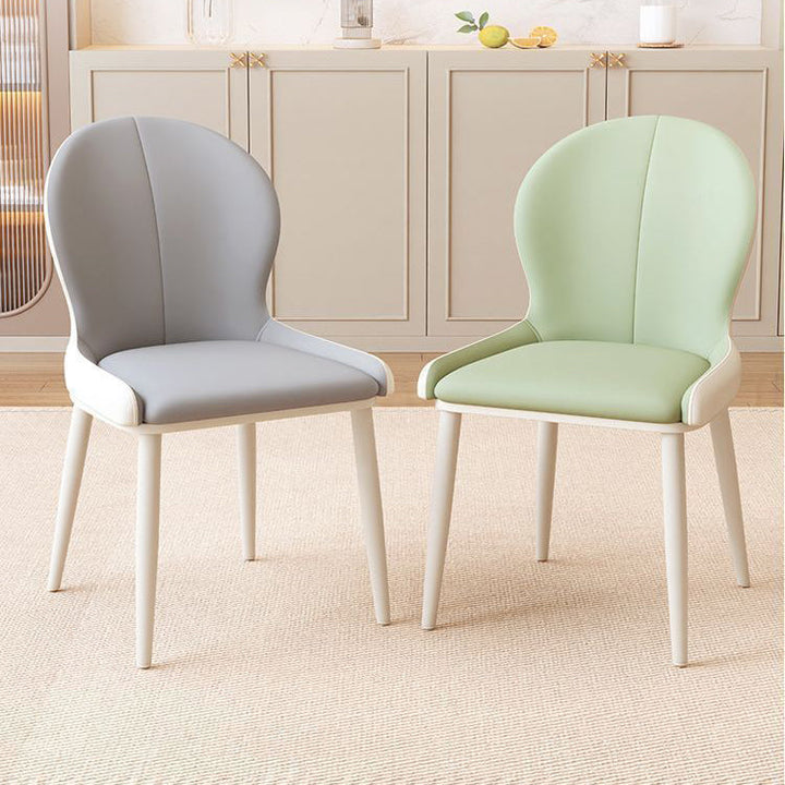Contemporary Scandinavian Round Back Cat Scratch Leather Carbon Steel Dining Chair Backrest For Dining Room