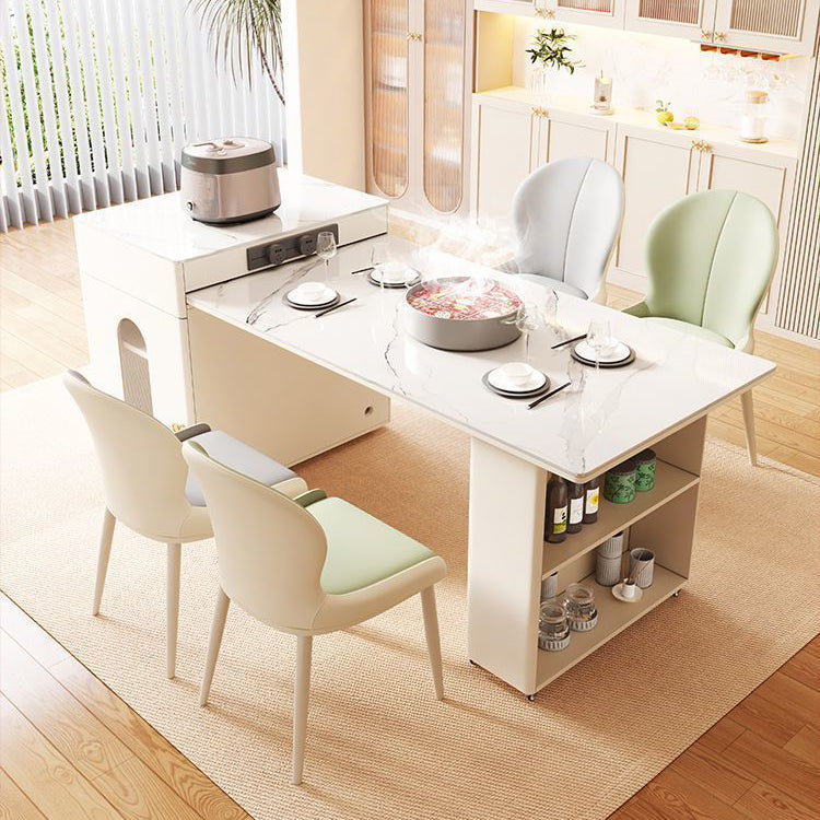 Chaise de salle à manger contemporaine scandinave à dossier rond en cuir Napa avec dossier en acier au carbone pour salle à manger 