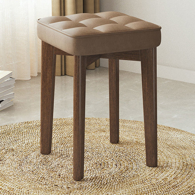 Moderner minimalistischer quadratischer Hocker aus Massivholz und Leathaire mit 4 Beinen für das Schlafzimmer 