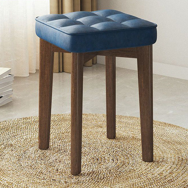 Moderner minimalistischer quadratischer Hocker aus Massivholz und Leathaire mit 4 Beinen für das Schlafzimmer 