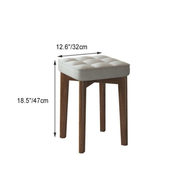 Moderner minimalistischer quadratischer Hocker aus Massivholz und Leathaire mit 4 Beinen für das Schlafzimmer 