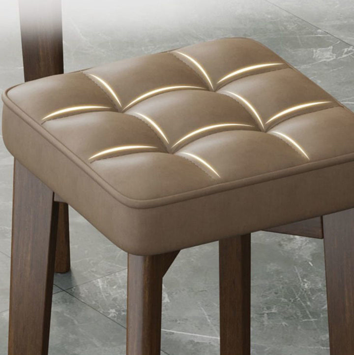 Moderner minimalistischer quadratischer Hocker aus Massivholz und Leathaire mit 4 Beinen für das Schlafzimmer 