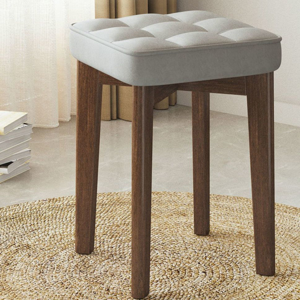 Moderner minimalistischer quadratischer Hocker aus Massivholz und Leathaire mit 4 Beinen für das Schlafzimmer 