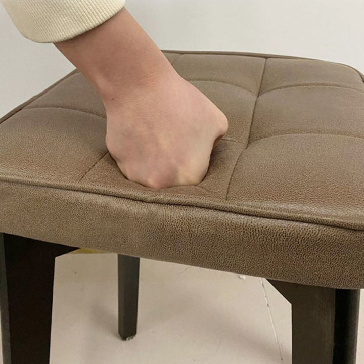 Moderner minimalistischer quadratischer Hocker aus Massivholz und Leathaire mit 4 Beinen für das Schlafzimmer 