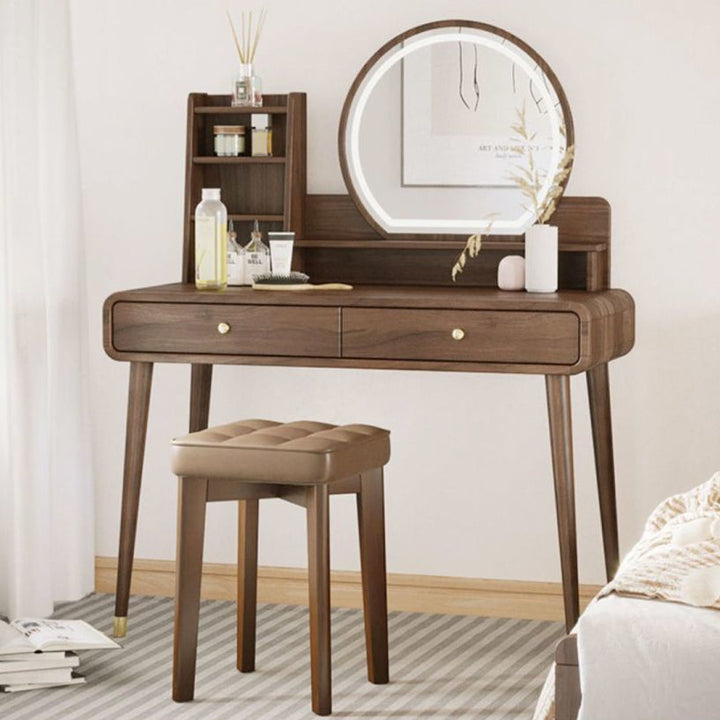 Moderner minimalistischer quadratischer Hocker aus Massivholz und Leathaire mit 4 Beinen für das Schlafzimmer 